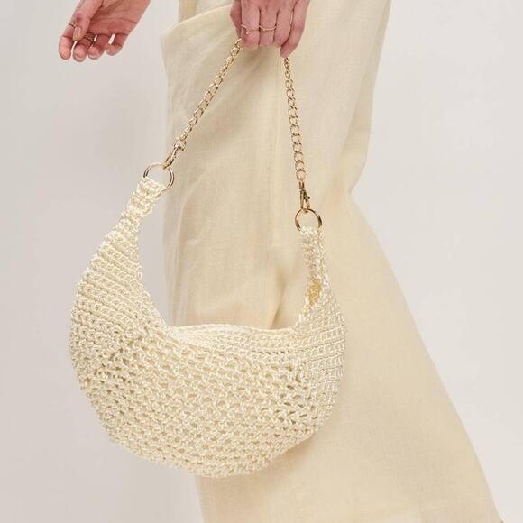 Soft Woven Soraya Chain Strap Shoulder Bag Ivory - Picture 7 of 8